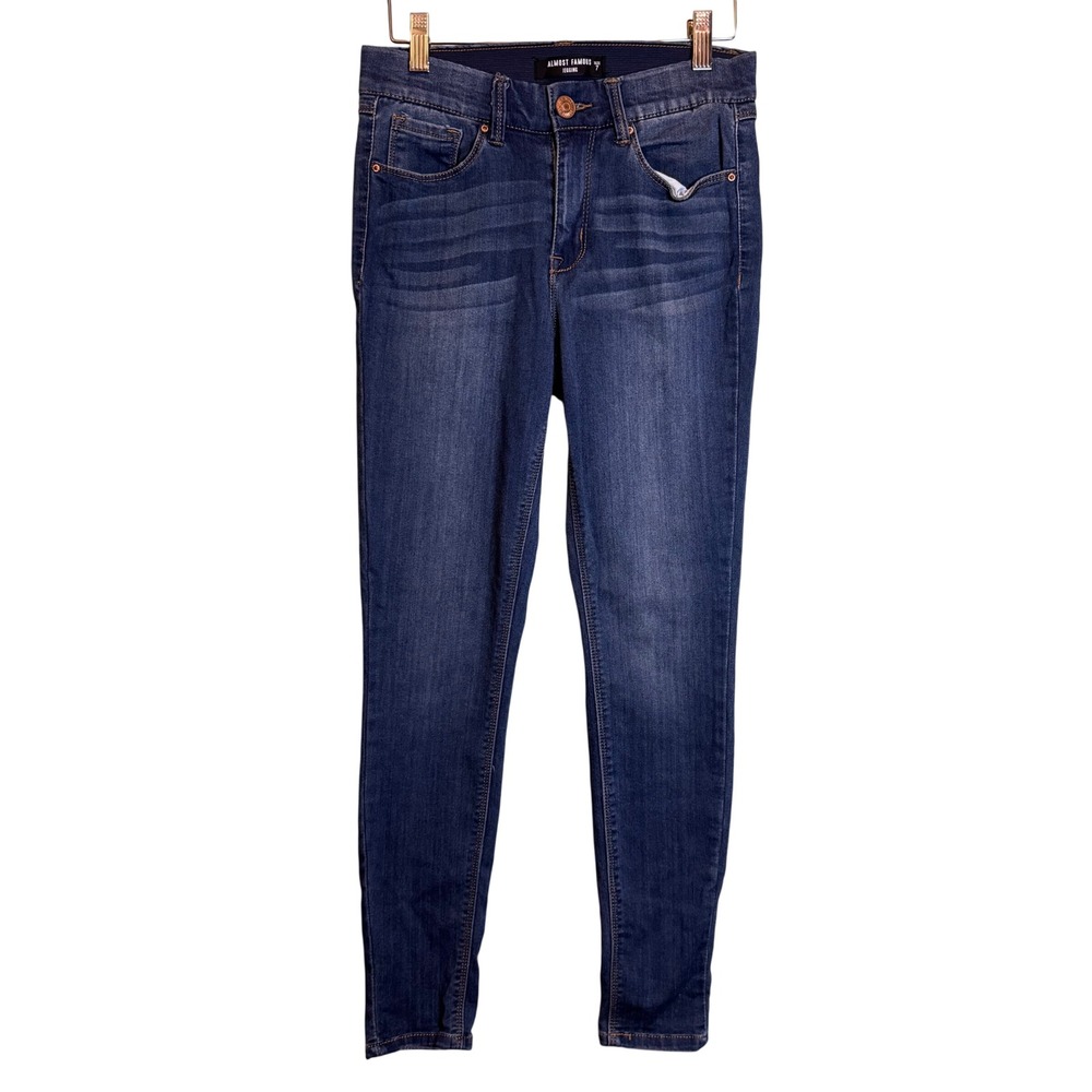Almost Famous Womens Skinny Stretch Denim Casual Everyday Jegging Blue Size 7